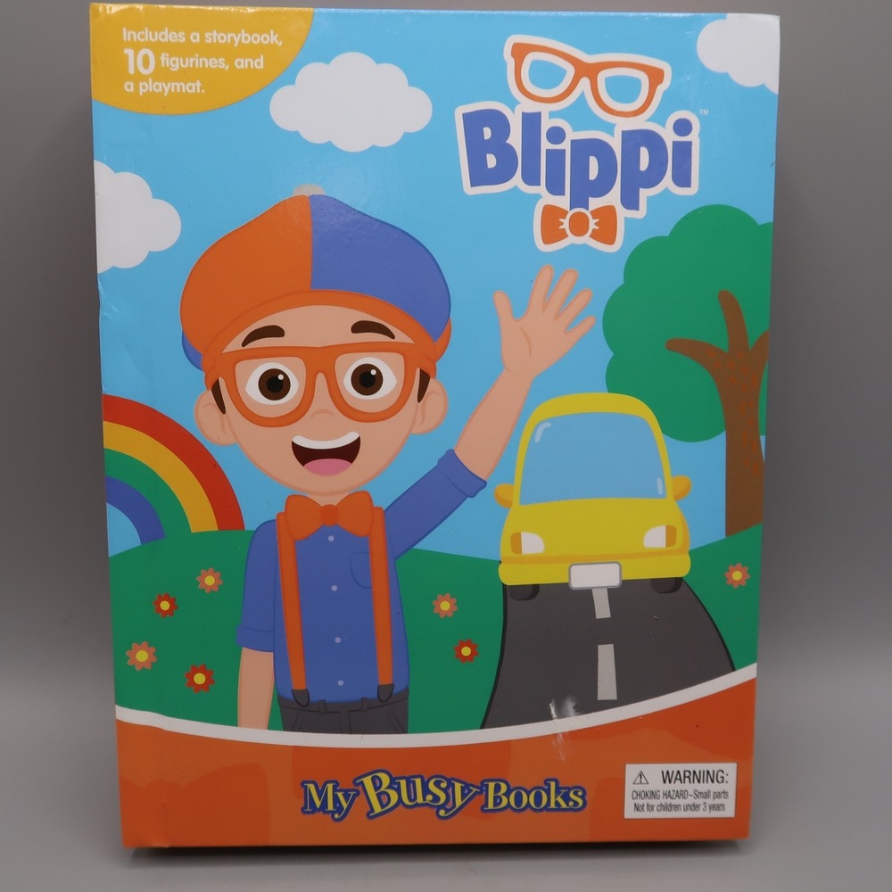 Blippi My Busy Book Play Set  includes storybook, 9 figurines and Playmat
